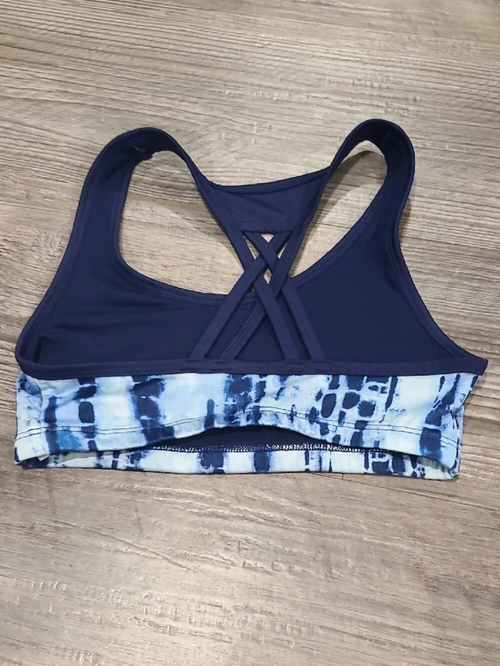 Justice Navy and Light Blue Tie-Dye Racerback Sports Bra Size 30